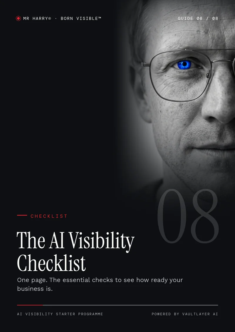 Guide 08 cover — The AI Visibility Checklist — MR HARRY® Born Visible™